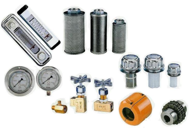 Nắp dầu, Thước dầu, Lọc hút, Van khóa, Khớp xích, Đồng hồ áp